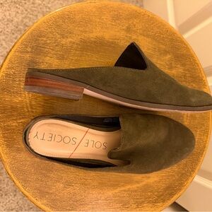 Sole Society Dark Olive Leather mule